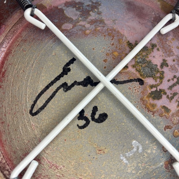 TONY EVANS Raku Pottery Post Moden Decorative Textured Plate - Picture 8 of 13